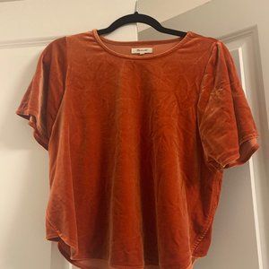 Madewell Orange Velvet Shirt